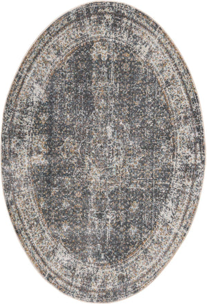 Fume Gray 4' 3 x 6' 1 Baracoa Oval Area Rug 100% Polypropylene Distressed Vintage Living Dining Room Office Traditional Carpet for Sale at Rug Engine