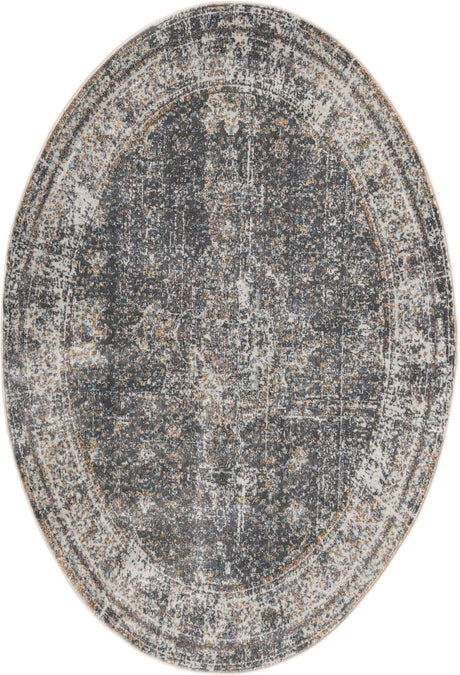 Fume Gray 4' 3 x 6' 1 Baracoa Oval Area Rug 100% Polypropylene Distressed Vintage Living Dining Room Office Traditional Carpet for Sale at Rug Engine