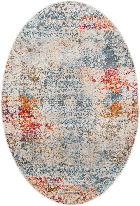 Cream 4' 3 x 6' 1 Baracoa Oval Area Rug 100% Polypropylene Distressed Vintage Living Dining Room Office Traditional Carpet for Sale at Rug Engine