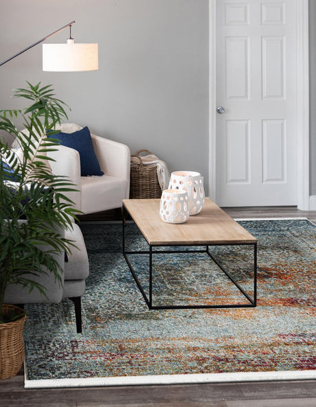 Multicolor 4' 3 x 4' 3 Baracoa Square Area Rug 100% Polypropylene Distressed Vintage Living Dining Room Office Traditional Carpet for Sale at Rug Engine