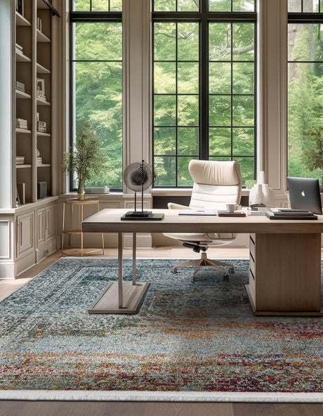 Multicolor 4' 3 x 4' 3 Baracoa Square Area Rug 100% Polypropylene Distressed Vintage Living Dining Room Office Traditional Carpet for Sale at Rug Engine