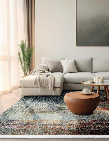Multicolor 4' 3 x 4' 3 Baracoa Square Area Rug 100% Polypropylene Distressed Vintage Living Dining Room Office Traditional Carpet for Sale at Rug Engine