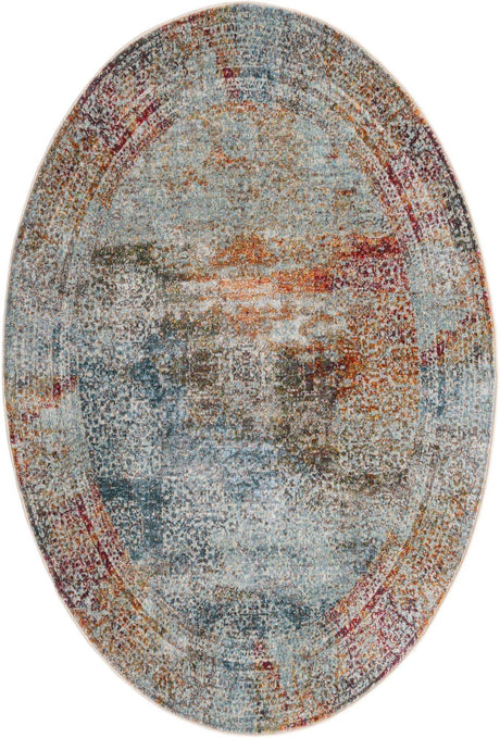 Multicolor 4' 3 x 6' 1 Baracoa Oval Area Rug 100% Polypropylene Distressed Vintage Living Dining Room Office Traditional Carpet for Sale at Rug Engine