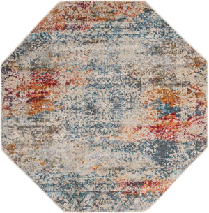 Cream 4' 3 x 4' 3 Baracoa Octagon Area Rug 100% Polypropylene Distressed Vintage Living Dining Room Office Traditional Carpet for Sale at Rug Engine