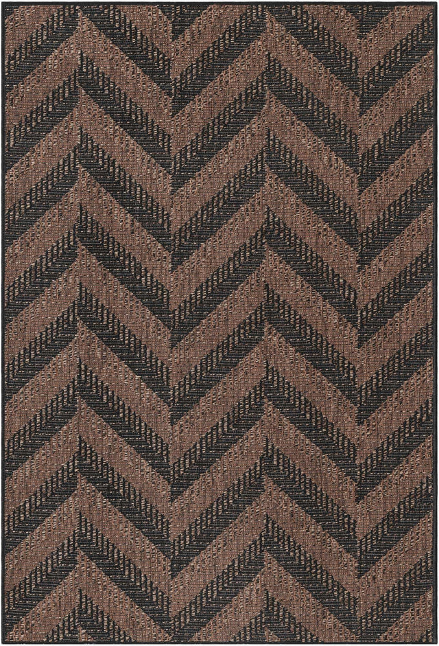 Brown 4' 1 x 6' 1 Outdoor Modern Rectangle Area Rug Weather Resistant for Patio, Deck, Terrace, Balcony, Porch 100% Polypropylene Modern Outside Carpet for Sale at Rug Engine