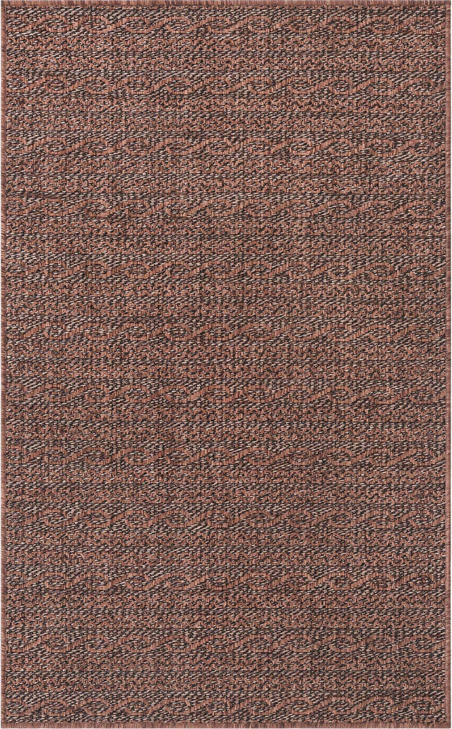 Brown 4' 1 x 6' 1 Outdoor Modern Rectangle Area Rug Weather Resistant for Patio, Deck, Terrace, Balcony, Porch 100% Polypropylene Modern Outside Carpet for Sale at Rug Engine