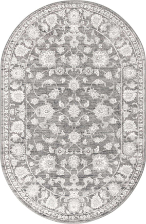 Gray 3' 3 x 5' 3 Boston Oval Area Rug 55% Polypropylene & 45% Polyester Easy Clean Traditional Classical Carpet for Contemporary Living Dining Room Office Space for Sale at Rug Engine