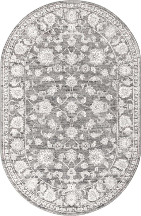 Gray 3' 3 x 5' 3 Boston Oval Area Rug 55% Polypropylene & 45% Polyester Easy Clean Traditional Classical Carpet for Contemporary Living Dining Room Office Space for Sale at Rug Engine
