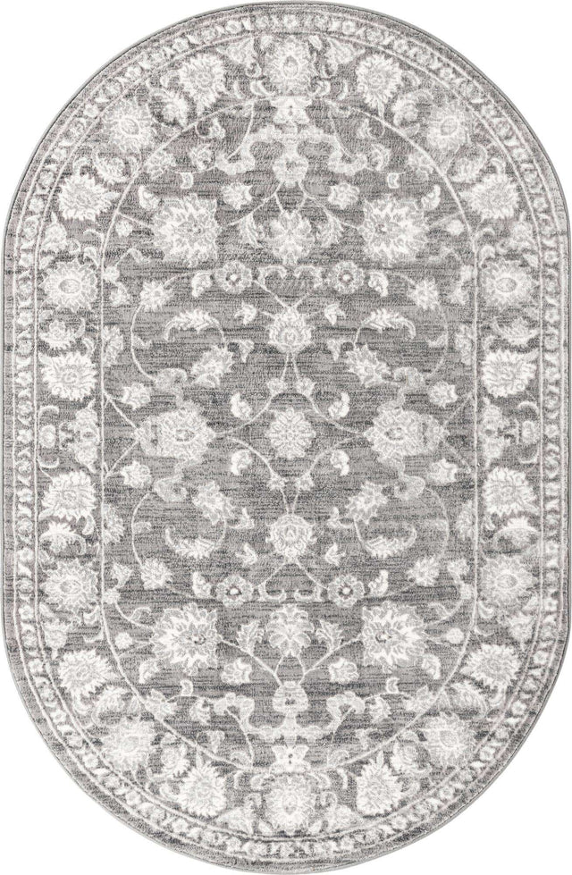Gray 3' 3 x 5' 3 Boston Oval Area Rug 55% Polypropylene & 45% Polyester Easy Clean Traditional Classical Carpet for Contemporary Living Dining Room Office Space for Sale at Rug Engine