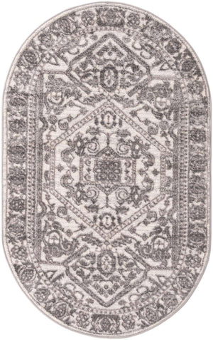 White 3' 3 x 5' 3 Boston Oval Area Rug 55% Polypropylene & 45% Polyester Easy Clean Traditional Classical Carpet for Contemporary Living Dining Room Office Space for Sale at Rug Engine