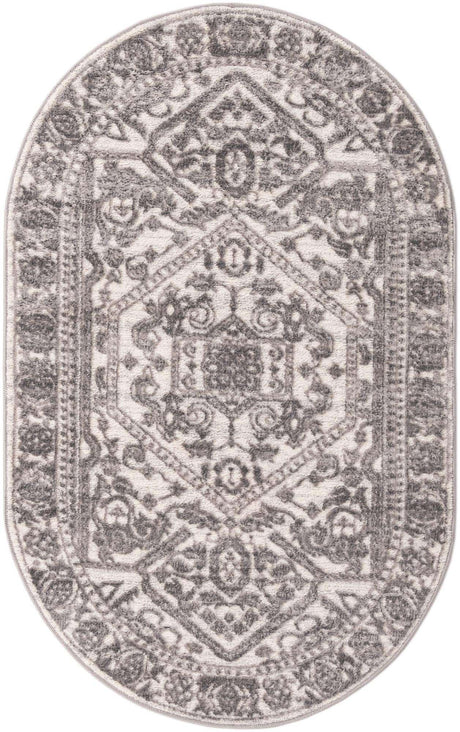 White 3' 3 x 5' 3 Boston Oval Area Rug 55% Polypropylene & 45% Polyester Easy Clean Traditional Classical Carpet for Contemporary Living Dining Room Office Space for Sale at Rug Engine