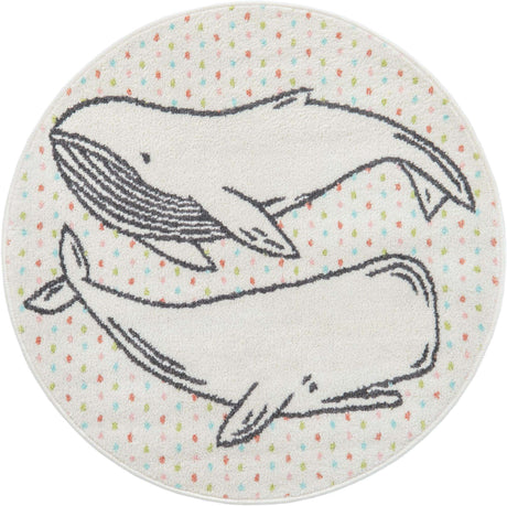 Gray 3' 3 x 3' 3 Whimsy Kids Round Rug