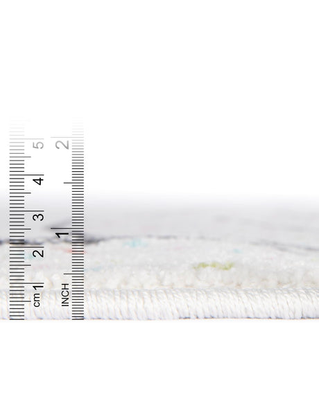 Gray 5' 3 x 5' 3 Whimsy Kids Round Area Rug for Baby Nursery, Toddler Playroom, Bedrooms