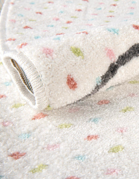 Gray 3' 3 x 3' 3 Whimsy Kids Round Area Rug for Baby Nursery, Toddler Playroom, Bedrooms