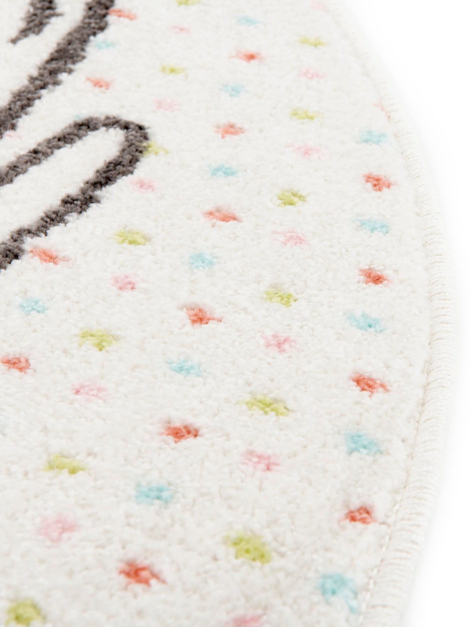 Gray 3' 3 x 3' 3 Whimsy Kids Round Area Rug for Baby Nursery, Toddler Playroom, Bedrooms