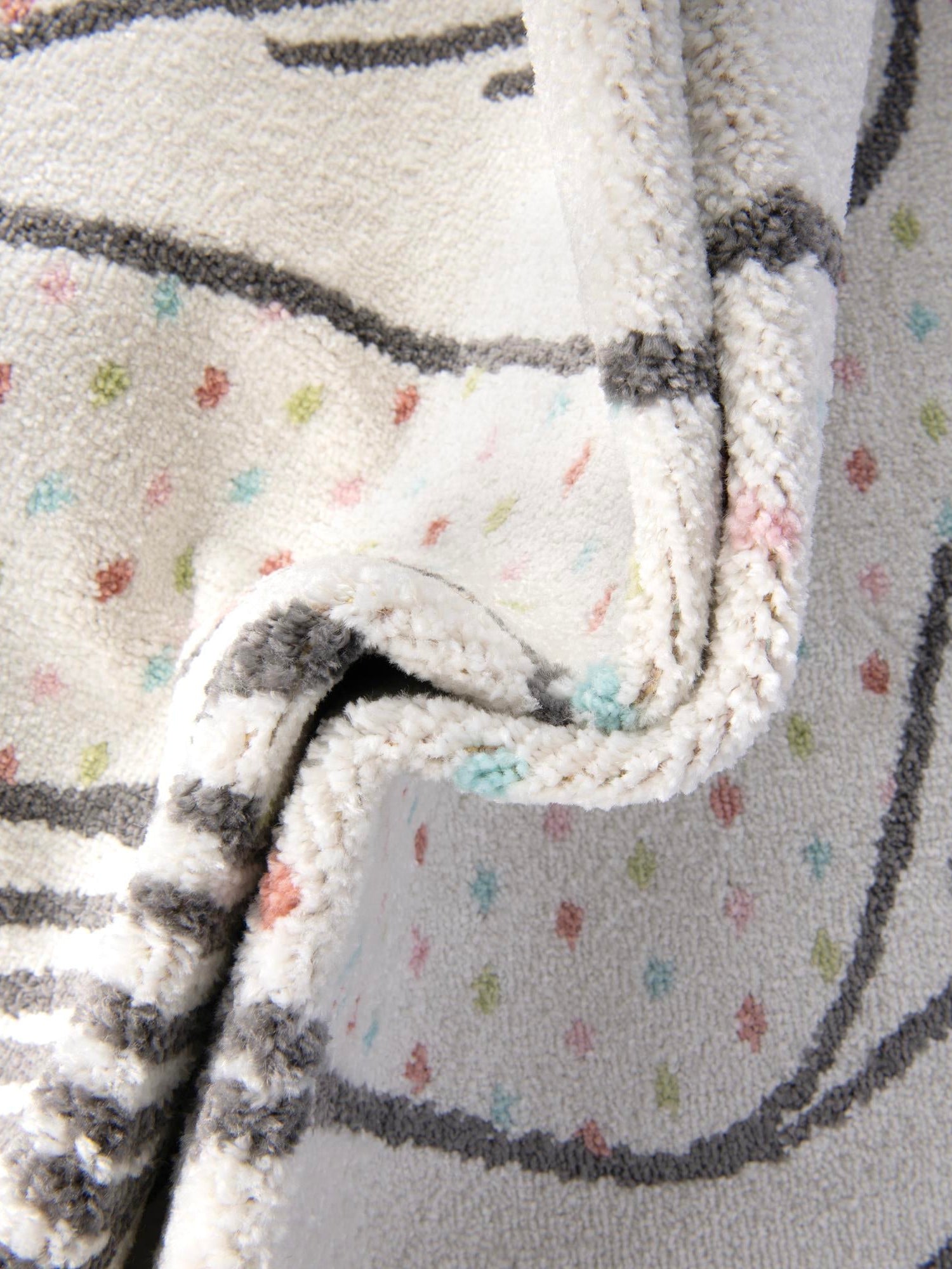 Gray 3' 3 x 3' 3 Whimsy Kids Round Area Rug for Baby Nursery, Toddler Playroom, Bedrooms