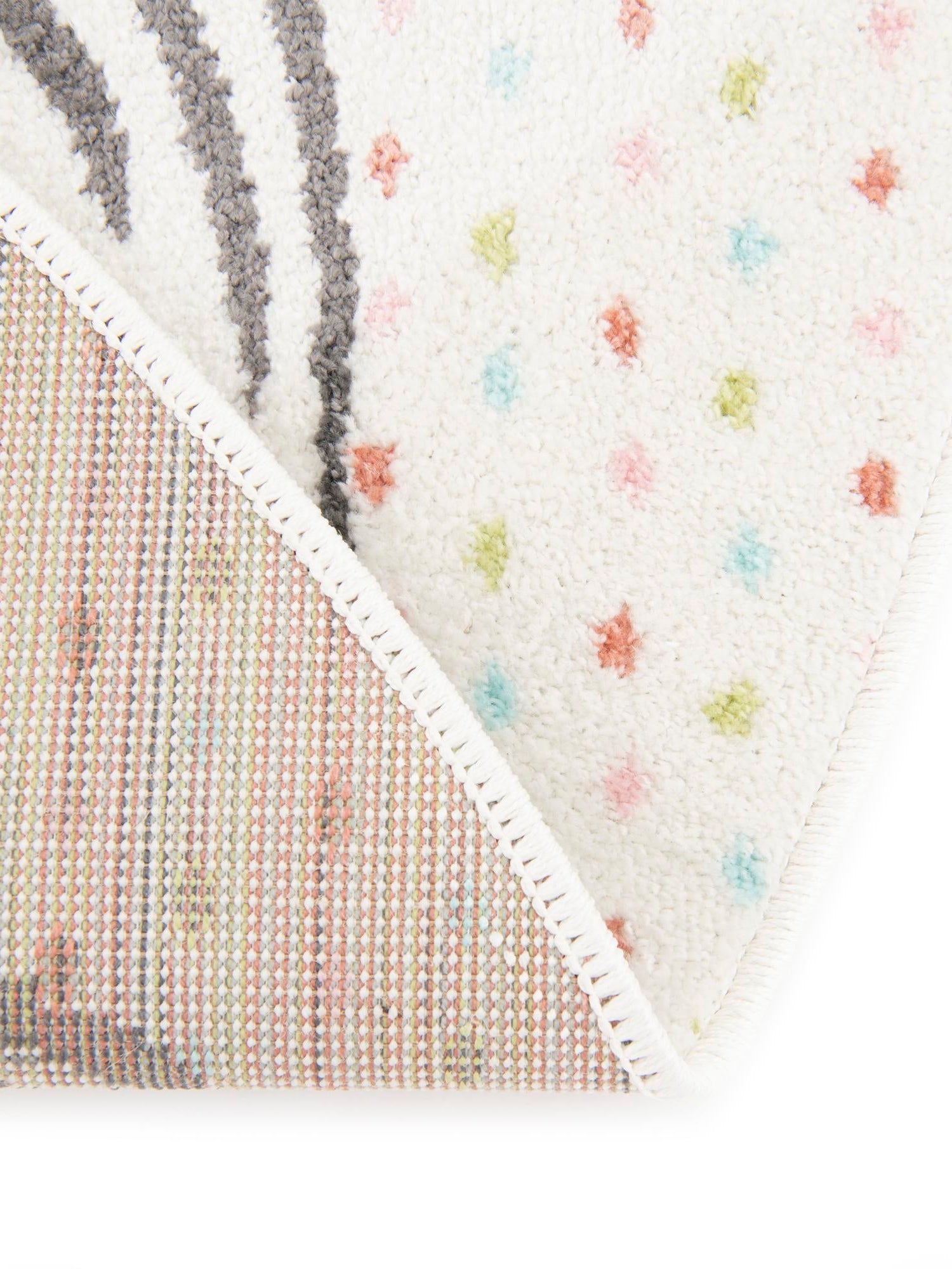 Gray 3' 3 x 3' 3 Whimsy Kids Round Area Rug for Baby Nursery, Toddler Playroom, Bedrooms