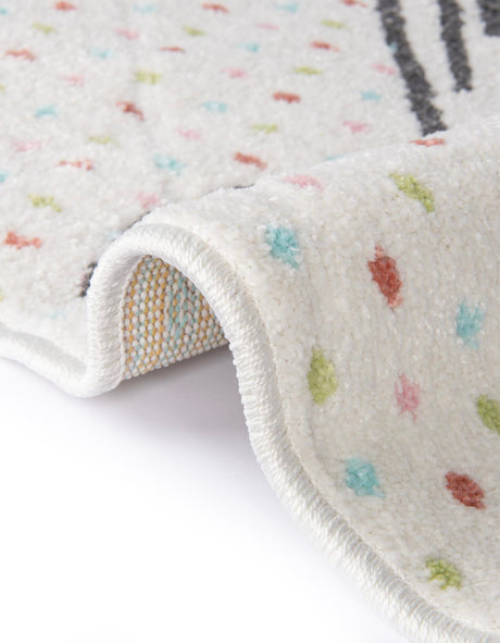 Gray 7' 10 x 7' 10 Whimsy Kids Round Area Rug for Baby Nursery, Toddler Playroom, Bedrooms