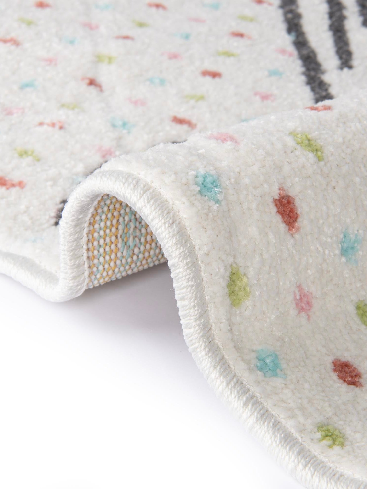 Gray 5' 3 x 5' 3 Whimsy Kids Round Area Rug for Baby Nursery, Toddler Playroom, Bedrooms