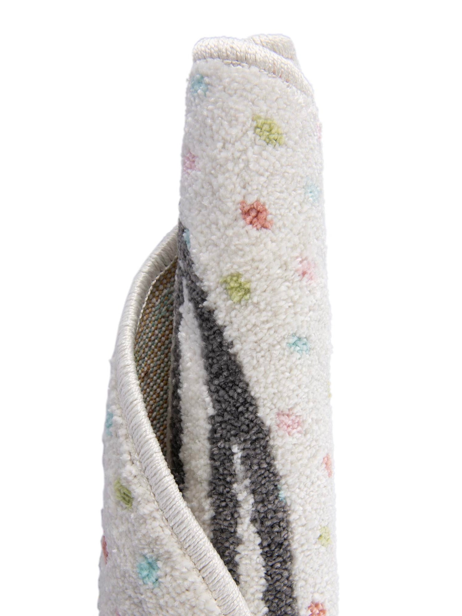 Gray 3' 3 x 3' 3 Whimsy Kids Round Area Rug for Baby Nursery, Toddler Playroom, Bedrooms