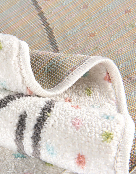 Gray 3' 3 x 3' 3 Whimsy Kids Round Area Rug for Baby Nursery, Toddler Playroom, Bedrooms