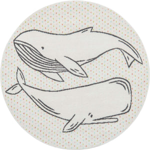 Gray 5' 3 x 5' 3 Whimsy Kids Round Rug