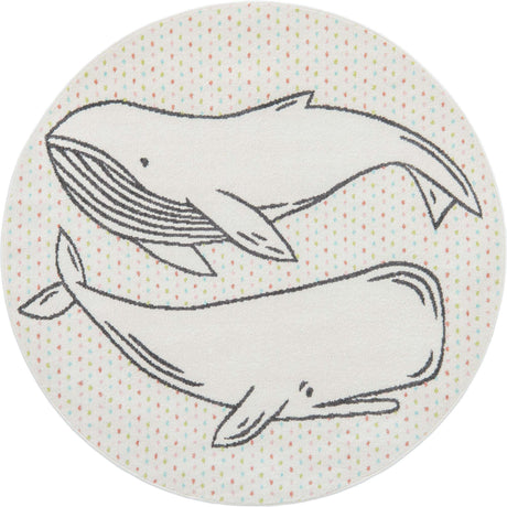 Gray 5' 3 x 5' 3 Whimsy Kids Round Rug