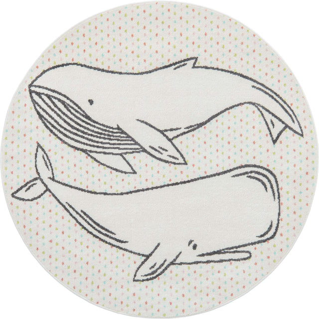 Gray 5' 3 x 5' 3 Whimsy Kids Round Rug