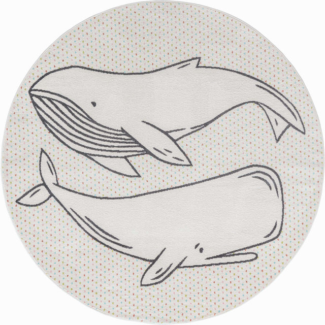 Gray 8' x 8' Whimsy Kids Round Rug
