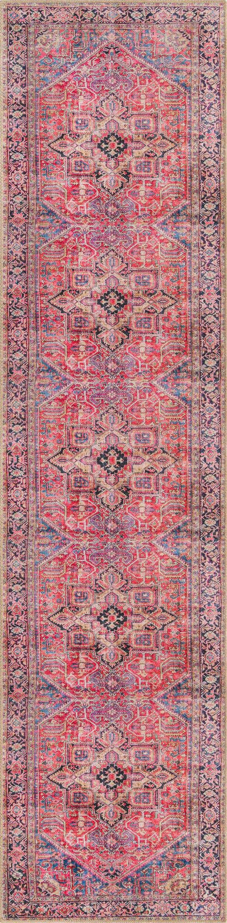 Red 2' 6 x 10' Timeless Washable Runner Rug