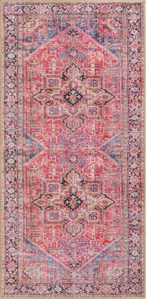 Red 2' x 4' 1 Timeless Washable Runner Rug