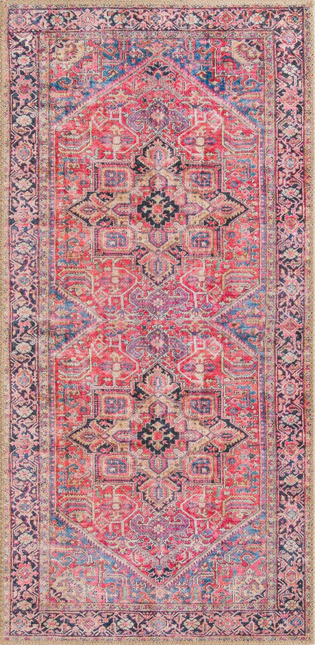 Red 2' x 4' 1 Timeless Washable Runner Rug