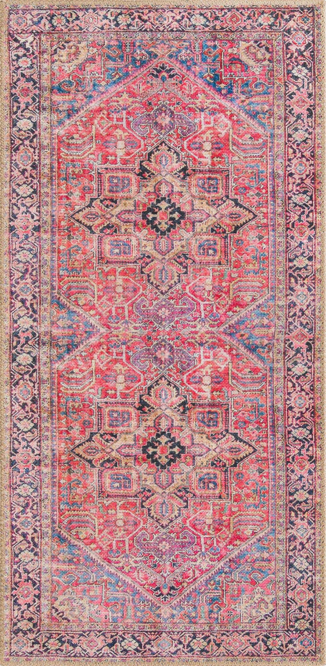 Red 2' x 4' 1 Timeless Washable Runner Rug