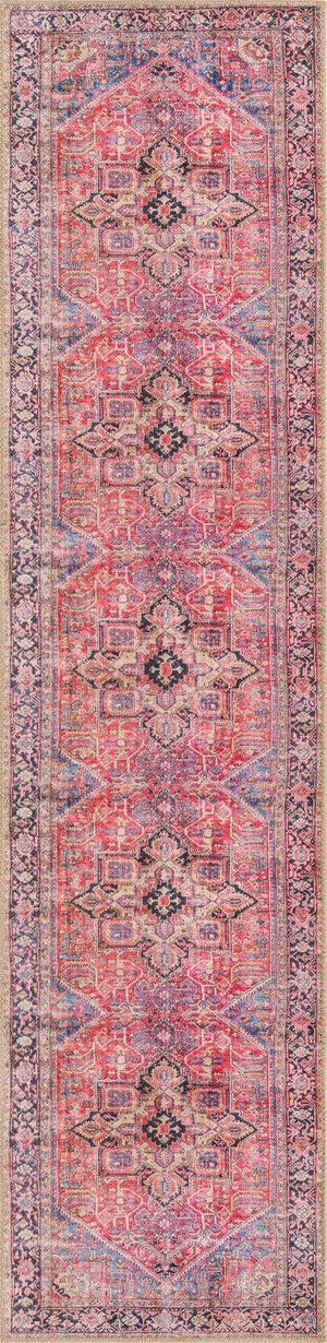 Red 2' x 8' Timeless Washable Runner Rug