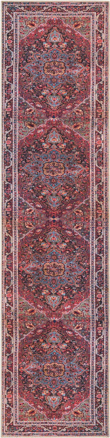 Burgundy 2' 6 x 10' Timeless Washable Runner Rug