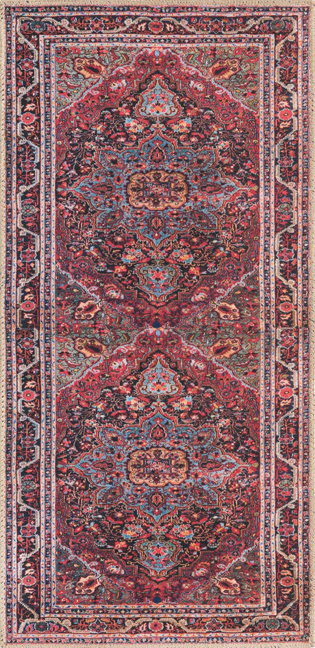 Burgundy 2' x 4' 1 Timeless Washable Runner Rug