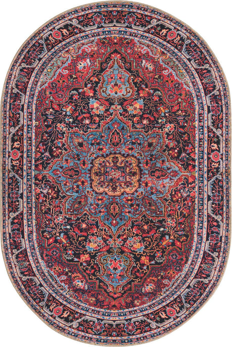 Burgundy 4' 1 x 6' 1 Timeless Washable Oval Rug
