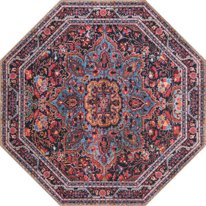 Burgundy 5' 1 x 5' 1 Timeless Washable Octagon Rug