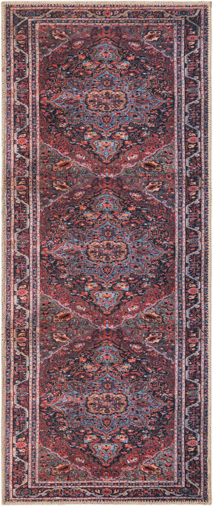 Washable Burgundy 2' x 5' 1 Timeless Runner Area Rug Easy to Clean Stain Resistant & Durable Traditional Classic Vintage Design Carpet for Sale at Rug Engine