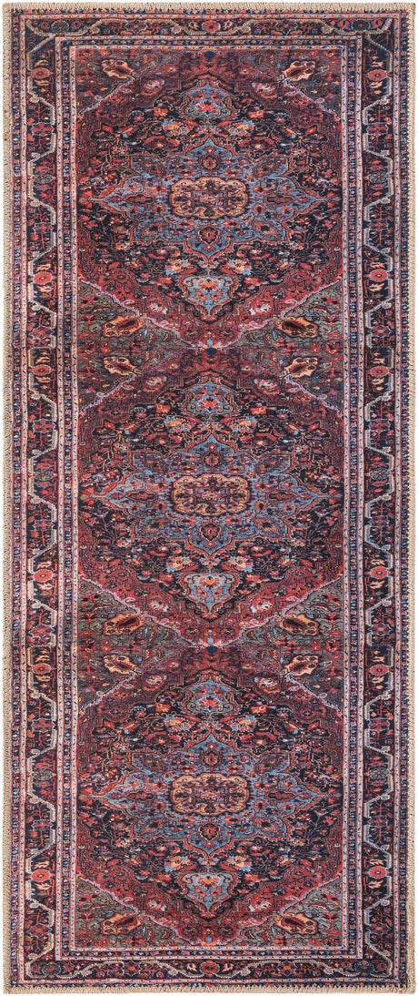 Washable Burgundy 2' x 5' 1 Timeless Runner Area Rug Easy to Clean Stain Resistant & Durable Traditional Classic Vintage Design Carpet for Sale at Rug Engine