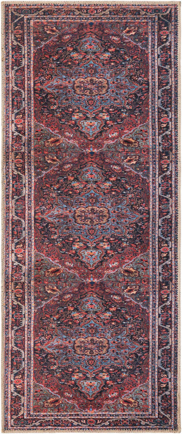 Washable Burgundy 2' x 5' 1 Timeless Runner Area Rug Easy to Clean Stain Resistant & Durable Traditional Classic Vintage Design Carpet for Sale at Rug Engine