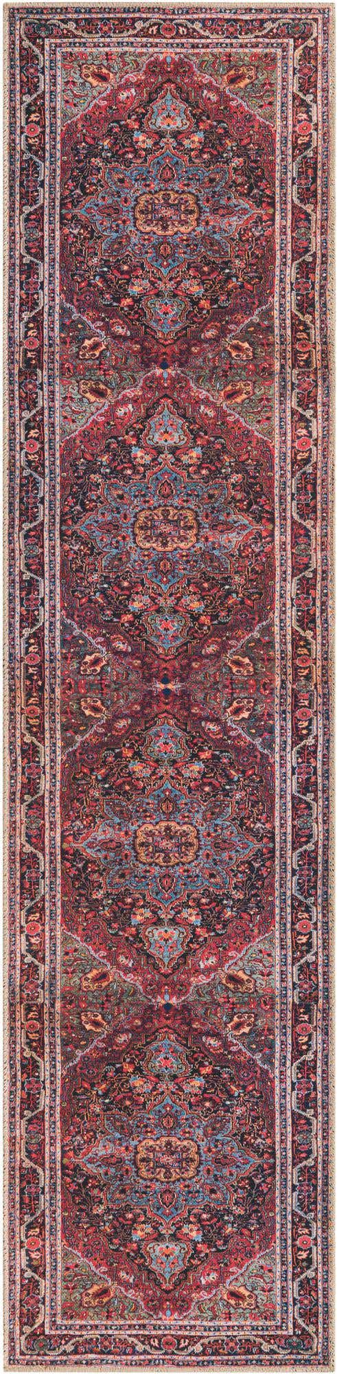 Washable Burgundy 2' x 8' Timeless Runner Area Rug Easy to Clean Stain Resistant & Durable Traditional Classic Vintage Design Carpet for Sale at Rug Engine
