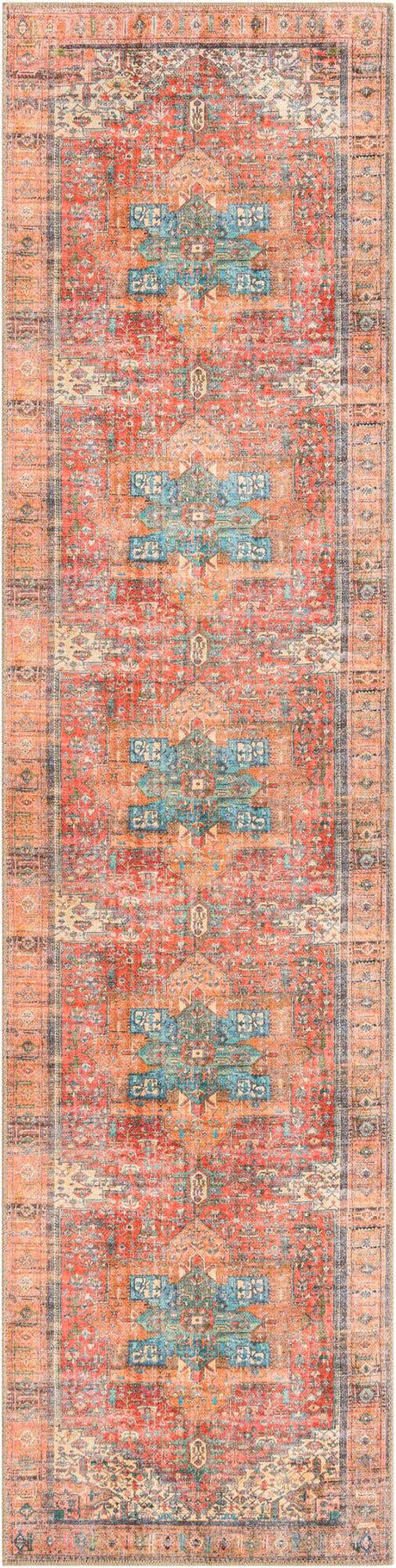 Washable Rust Red 2' 6 x 10' Timeless Runner Area Rug Easy to Clean Stain Resistant & Durable Traditional Classic Vintage Design Carpet for Sale at Rug Engine