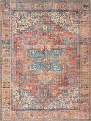 Washable Rust Red 9' 5 x 13' 1 Timeless Rectangle Area Rug Easy to Clean Stain Resistant & Durable Traditional Classic Vintage Design Carpet for Sale at Rug Engine