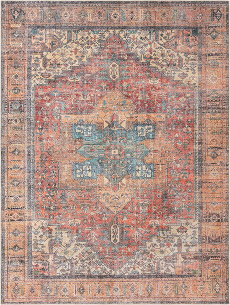 Washable Rust Red 9' 5 x 13' 1 Timeless Rectangle Area Rug Easy to Clean Stain Resistant & Durable Traditional Classic Vintage Design Carpet for Sale at Rug Engine