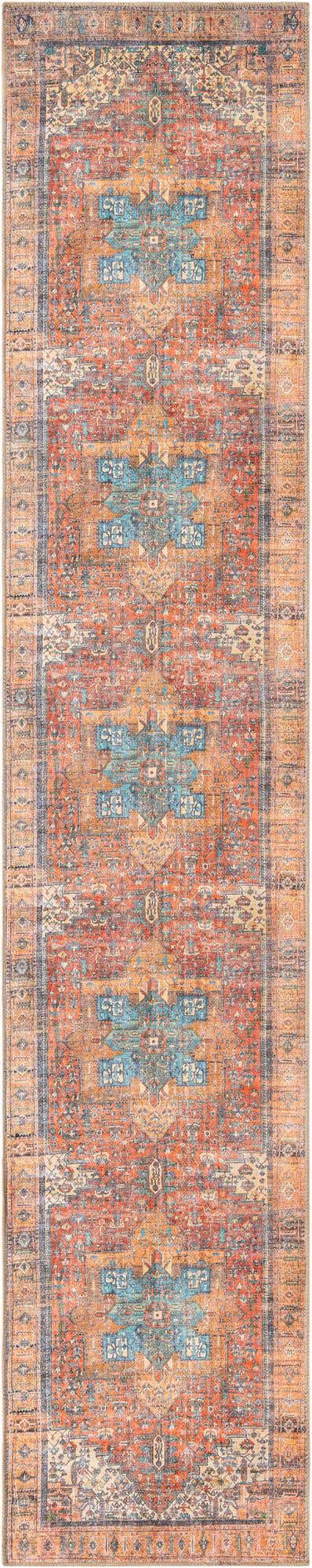 Washable Rust Red 2' 6 x 13' 1 Timeless Runner Area Rug Easy to Clean Stain Resistant & Durable Traditional Classic Vintage Design Carpet for Sale at Rug Engine