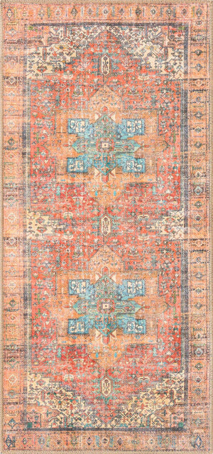 Washable Rust Red 2' x 4' 1 Timeless Runner Area Rug Easy to Clean Stain Resistant & Durable Traditional Classic Vintage Design Carpet for Sale at Rug Engine
