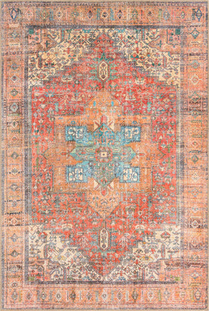 Washable Rust Red 4' 1 x 6' 1 Timeless Rectangle Area Rug Easy to Clean Stain Resistant & Durable Traditional Classic Vintage Design Carpet for Sale at Rug Engine