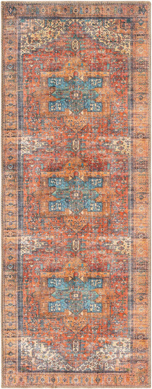Washable Rust Red 2' x 5' 1 Timeless Runner Area Rug Easy to Clean Stain Resistant & Durable Traditional Classic Vintage Design Carpet for Sale at Rug Engine