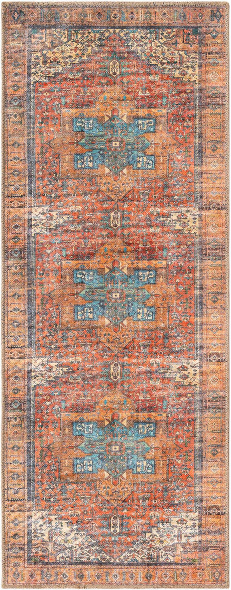 Washable Rust Red 2' x 5' 1 Timeless Runner Area Rug Easy to Clean Stain Resistant & Durable Traditional Classic Vintage Design Carpet for Sale at Rug Engine